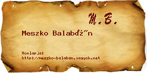 Meszko Balabán névjegykártya
